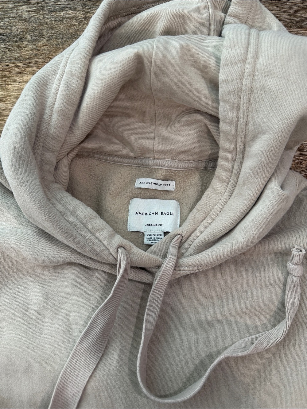 American Eagle Amazingly Soft Neutral Hoodie - Light Taupe - Picture 3 of 4